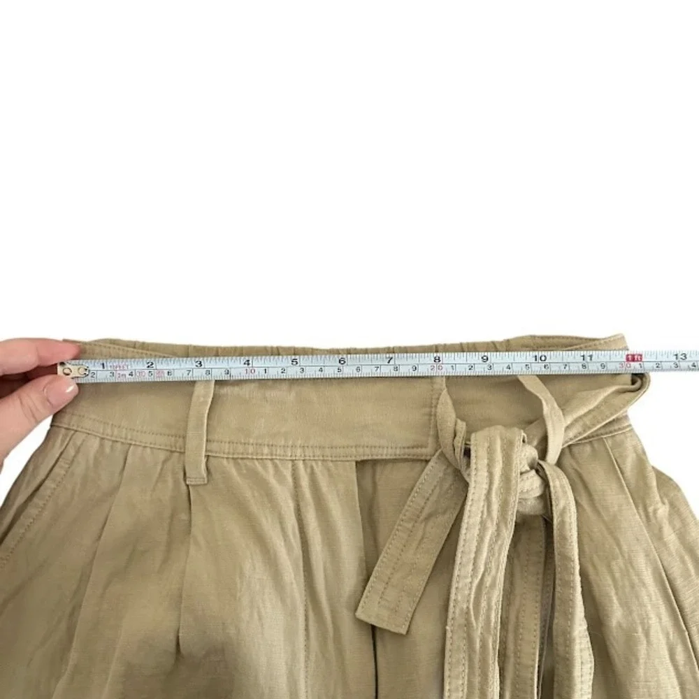 Aritzia Wilfred Kafka Khaki‎ Linen Blend Belted Cargo Crop Pants Womens 2